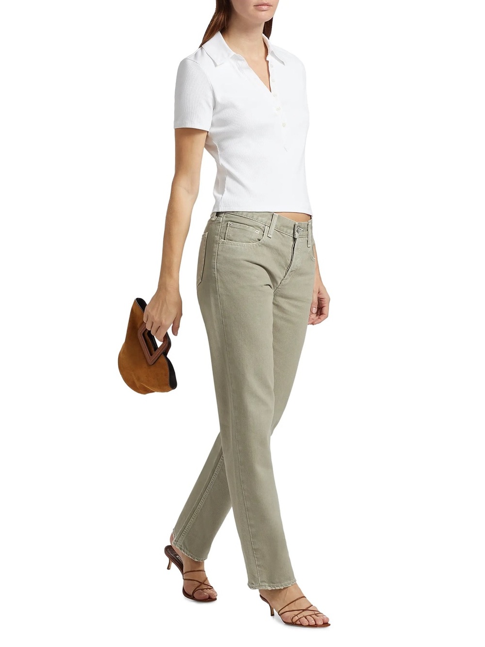 NEW MOUSSY bayonne straight-low rise jeans in light green